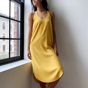 Aritzia Wilfred golden yellow Colonne midi racer back tank dress - size XS